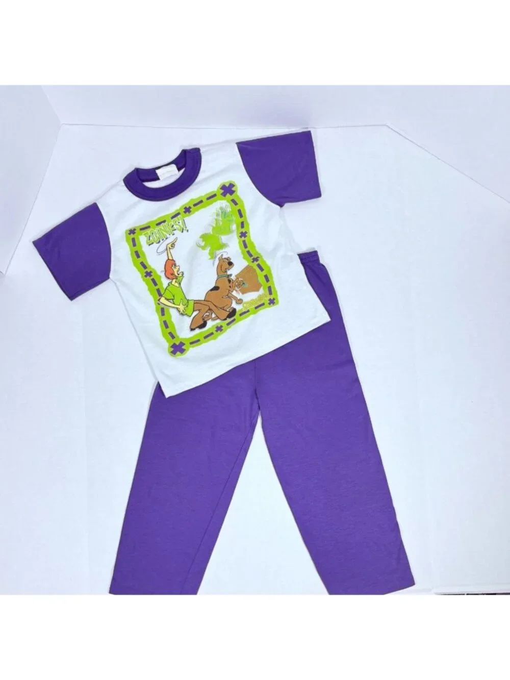 Vintage Scooby Doo Purple + Green 90s 1990s Pajamas PJ Pajama Set Outfit 6